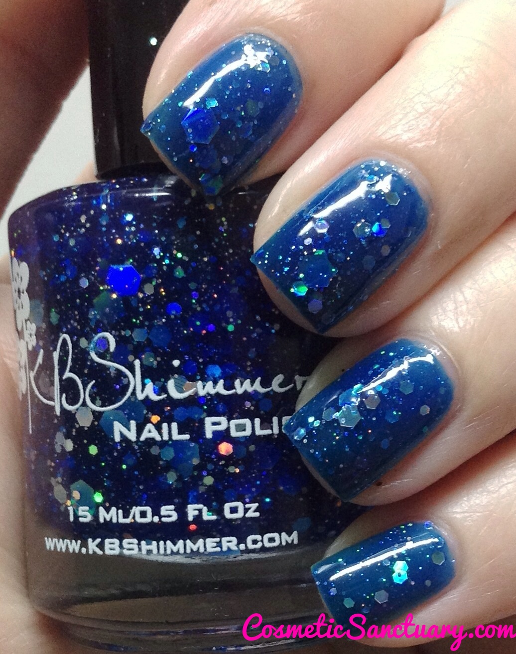 KBShimmer I Got A Crush On Blue Glitter Nail Polish- 0.5 oz Full Sized  Bottle