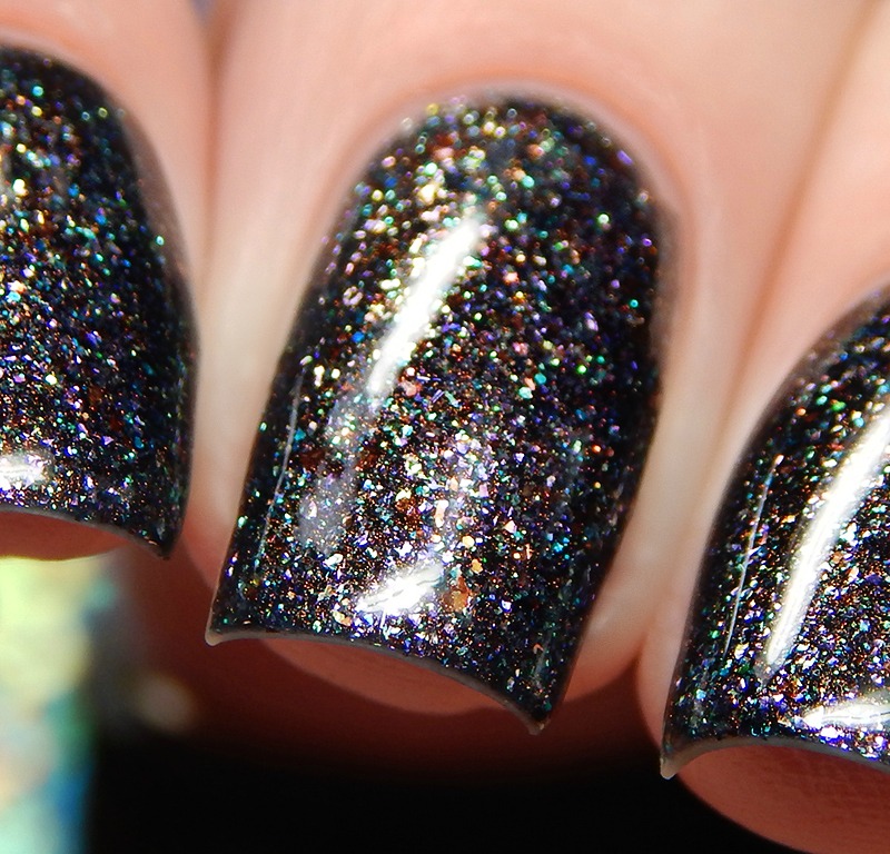 ILNP Party Bus - Black Rainbow Flake Holographic Shimmer Nail